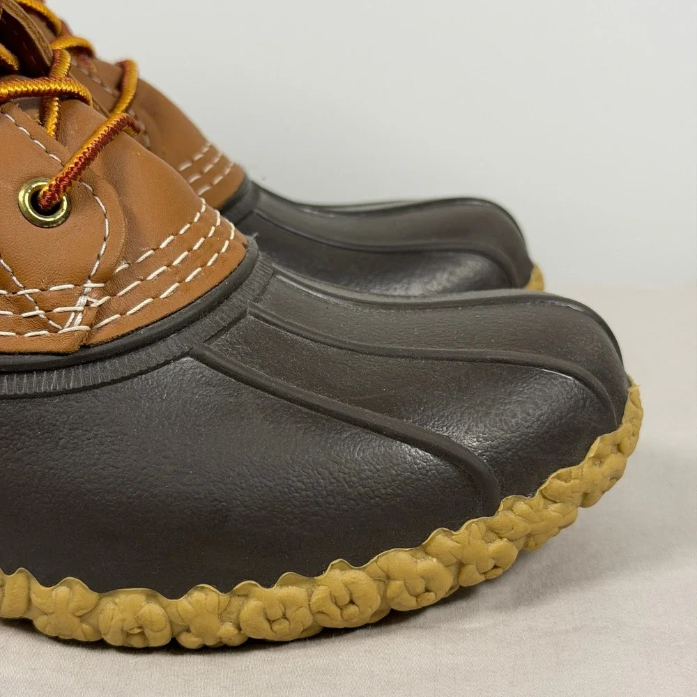 L.L. Bean Kids Size 4M Bean Boots 8-inch Duck Boots Tan Brown Made in USA 229685